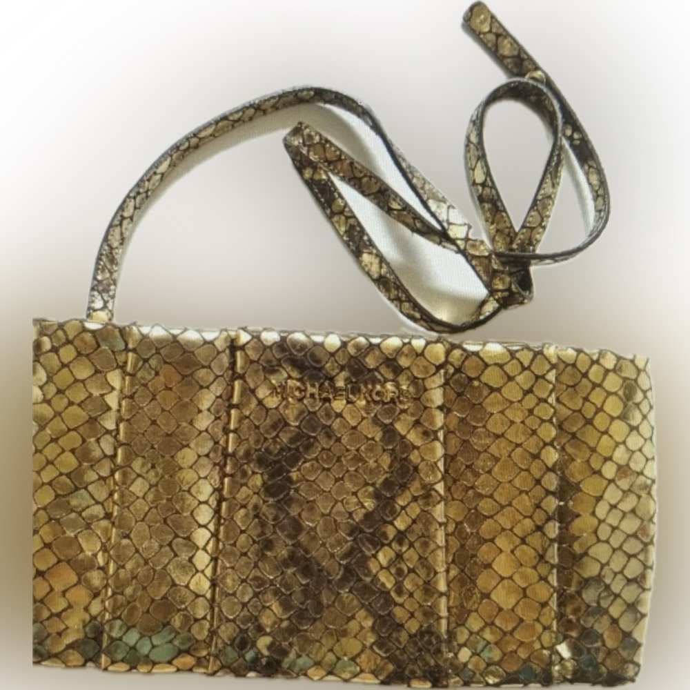 Michael Kors Snake Print Clutch - Brown and Tan